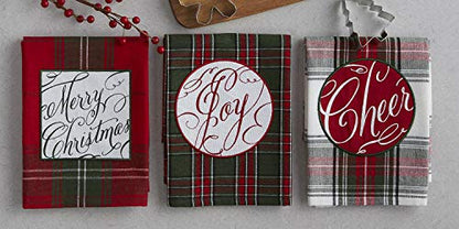 Holiday Kitchen Towels Embroidered Dish Towel Set 3 Pieces - Joyful Wishes 18x28