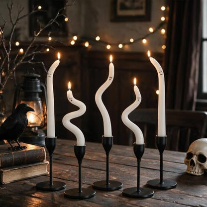 White Ghost Taper Candles Halloween Decorations - 5 pcs