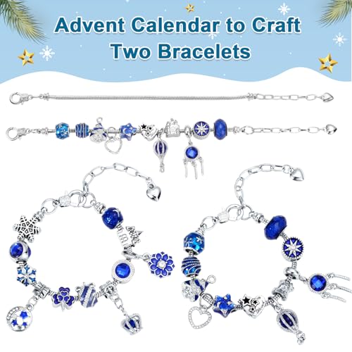 Naler Jewelry Advent Calendar 2026 - Light Blue Winter Themed Jewelry Making Kit with Bracelets