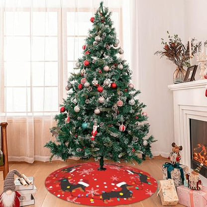 Dachshund Christmas Tree Skirt - Medium, Dog Funny Holiday Decor, 36 Inch