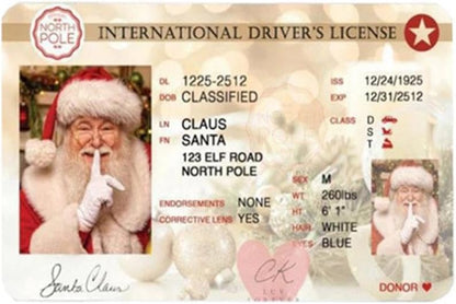 Santa Claus Lost Drivers License Christmas Tree Ornament - Holiday Novelty Decor