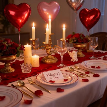 Disposable Red Plastic Plates for Party - 100 Pcs Elegant Dinnerware