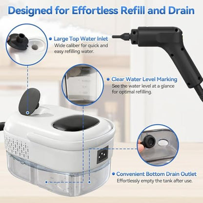 White 2500W High-Pressure Steam Cleaner for Home & Car Cleaning