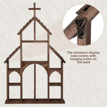 Wooden Cross Church Shelving - Hanging Display Floating Shelves for Religious Decor