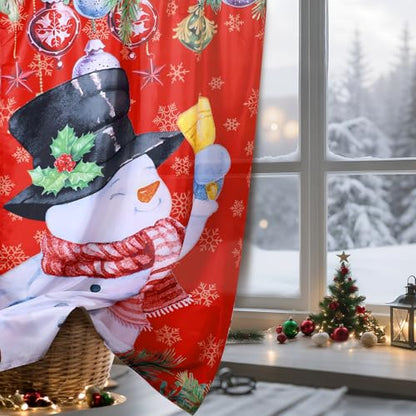 Christmas Curtains Set 2 Pieces Snowman Santa Claus Holiday Window Decor - Variation of THIS listing