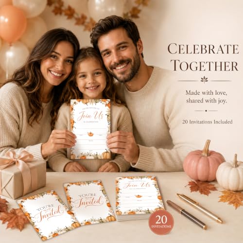 Fall Pumpkins Party Invitations with Envelopes - Pumpkin Design