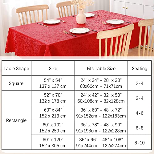 Red Waterproof Heavy Duty Vinyl Rectangular Tablecloth 70 x 120 Inches