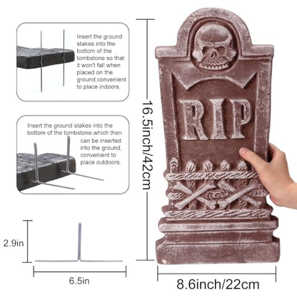 Halloween Foam RIP Graveyard Tombstones Set of 5 - Spooky Yard Decorations