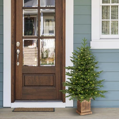 Artificial Christmas Tree 4FT Potted with 100 LED Lights - Natural Green
