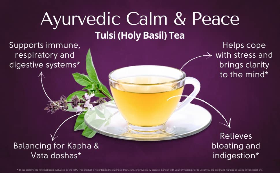 DelighTeas Organic Calm & Peace Tulsi Holy Basil Tea | Ayurvedic Loose Leaf Tulsi, Ashwagandha and Licorice Tea | Adaptogen Blend | USDA Organic, Non-GMO, Caffeine Free, Sugar Free | 40 Servings, 3 oz