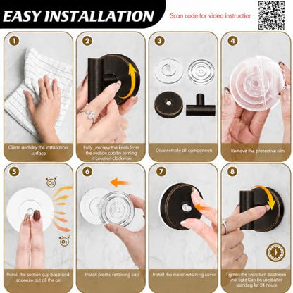 Oil Rubbed Bronze Shower Suction Cup Hooks 2 Pack - Reusable Bathroom Hooks with Suction Cups - Variation of 2PC-Oil Rubbed Bronze