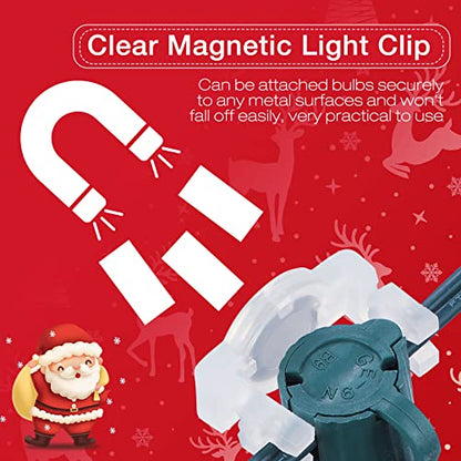 Macarrie Magnetic Christmas Light Clips - 50 Pack for C7 C9 Bulbs Outdoor