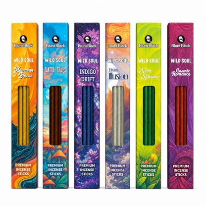 Long Burning Incense Sticks Pack for Meditation & Aromatherapy - 6 Fragrances, 16 Inch