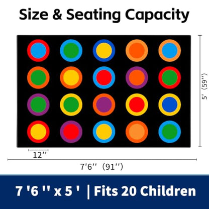 Colorful Circles Classroom Rug 5' x 7'6" for Preschool & Daycare, Seats 20 - Variation of THIS listing
