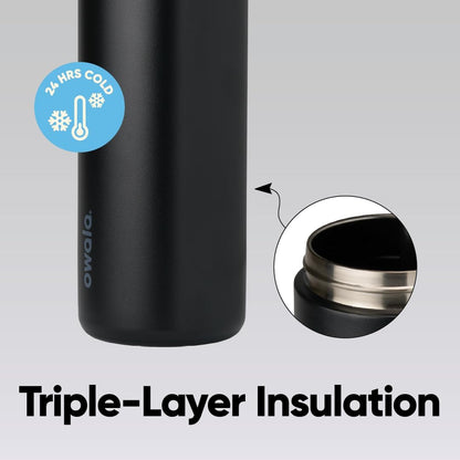 Owala FreeSip Insulated Stainless Steel Water Bottle - BPA-Free, 40 Oz, Ideal for Travel - Very Dark