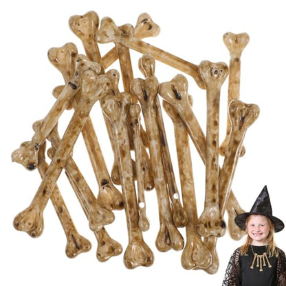 Fake Bones for Halloween Crafts - 20 Plastic Skeleton Props with Drilled Holes