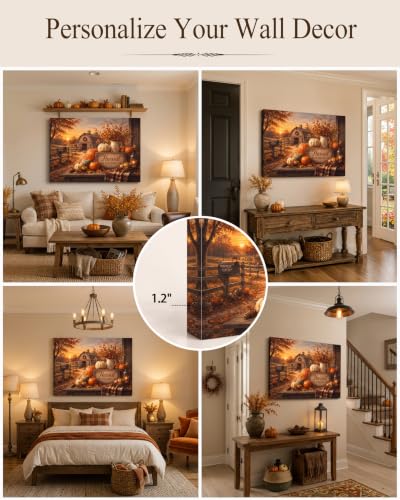 Halloween Canvas Wall Art 36 x 24 Inches - Fall Harvest Rustic Decor