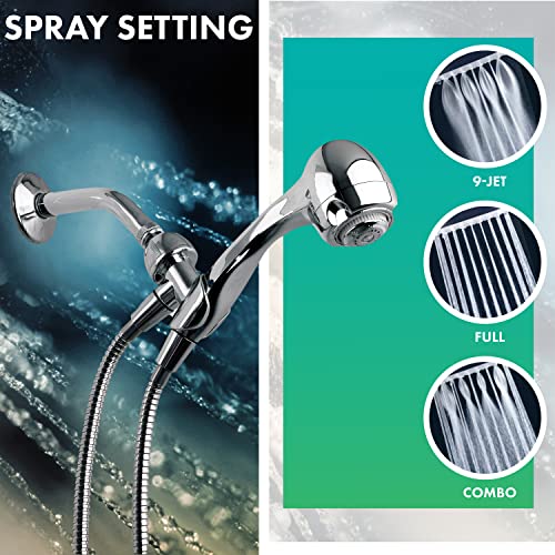 Earth Spa 3-Spray Handheld Shower Head - Water-Saving Chrome Wall Mount