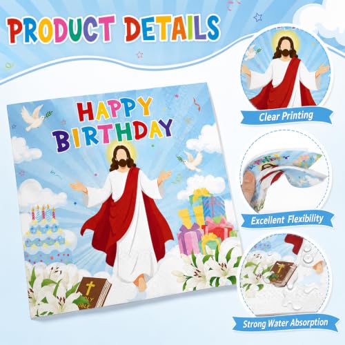 96Pcs Christian Jesus Birthday Party Tableware Set - Plates, Napkins, Forks
