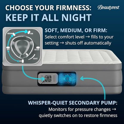 Queen Air Mattress with Dual Pump - 24 Inch Raised, Firm & Cooling Top