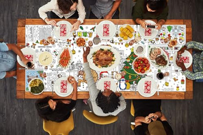 Christmas Coloring Tablecloth for Kids - Giant Holiday Poster & Activity Mat 31.5x72 Inches