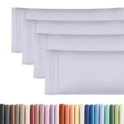 Body Pillowcases Set of 4-20x54 Long Body Pillow Case - Soft Body Pillow Cover for Sleeping & Side Sleepers - Comfy Breathable & Fade Free - Machine Washable w/Envelope Enclosure - (Light Lavender)
