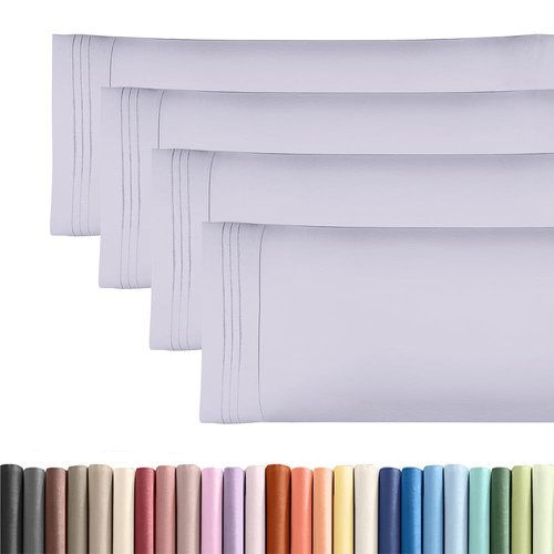 Body Pillowcases Set of 4-20x54 Long Body Pillow Case - Soft Body Pillow Cover for Sleeping & Side Sleepers - Comfy Breathable & Fade Free - Machine Washable w/Envelope Enclosure - (Light Lavender)