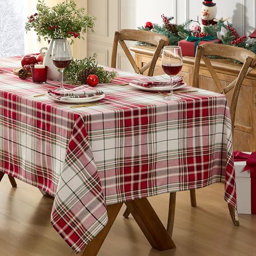 Newbridge Sully Red Plaid Christmas Tablecloth 52x52 Inch Square