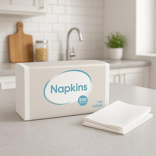 eSharks 12" x 12" White Disposable Paper Napkins 500 Count Soft Everyday Napkins for Home Parties Events Lunch Dinner Gatherings and General Use