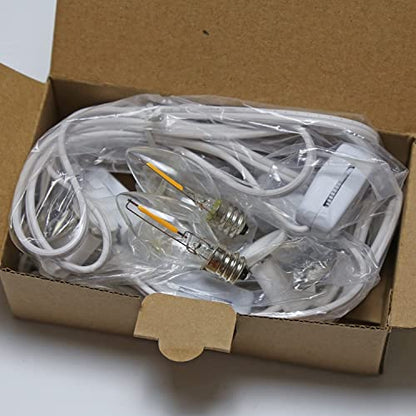 C7 LED Light Bulb & Accessory Cord Set - 2 Pack with Dimmer Switch - Warm White