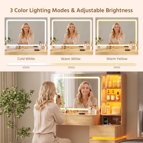 Vanity Desk with LED Mirror - 47