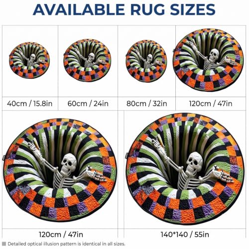 55 Inch 3D Halloween Rug with Depth Illusion Non-Slip Floor Mat for Home Party Decor