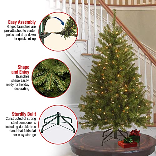 4.5ft Pre-Lit North Valley Spruce Christmas Tree - Includes 200 Lights, Hinged Branches, 32in Base