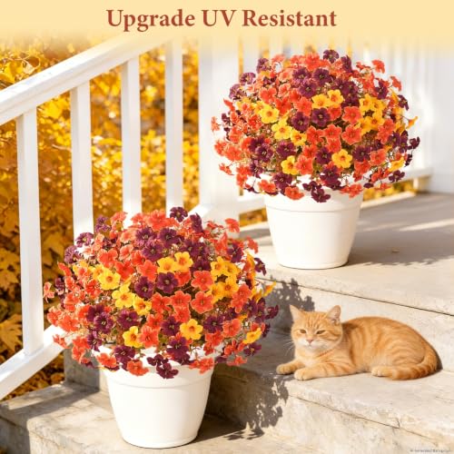 24PCS Artificial Fall Mums Flowers for Outdoor & Indoor Decoration