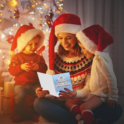Blue Christmas & Birthday Card with Envelope - Funny Festive Greeting Card