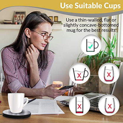 Coffee Mug Warmer for Desk - Electric Coffee Mug Warmer, Coffee Cup Warmer For Desk, Tea Cup Warmer For Desk, Coffee Hot Plate, Candle Heater Candle Melter Heated Gift - 2-Settings, 120F-140F (NO Mug)