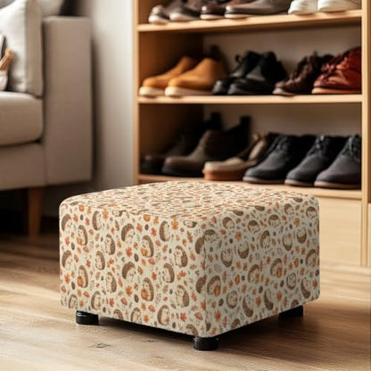 Autumn Maple Hedgehog Ottoman Cover - Stretch Rectangular Slipcover for 30''-33'' Ottoman Footstools