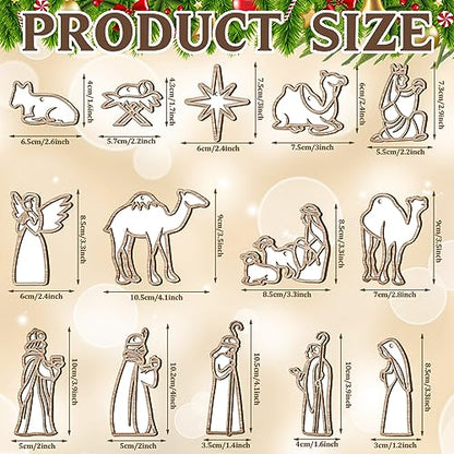 Christmas Nativity Scene Wooden Ornaments Set - 28 Pieces, Religious Decorations, 14 Styles