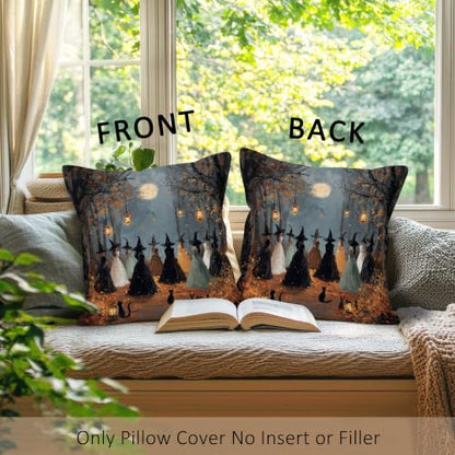 Halloween Witch Decorative Throw Pillow Cover - 18x18 Inches, Pack of 1