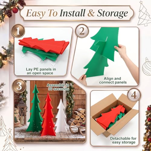 3 Pack Outdoor 3D Christmas Tree Decorations - Openwork, Multi-Size Set
