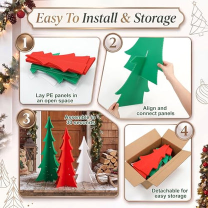 3 Pack Outdoor 3D Christmas Tree Decorations - Openwork, Multi-Size Set