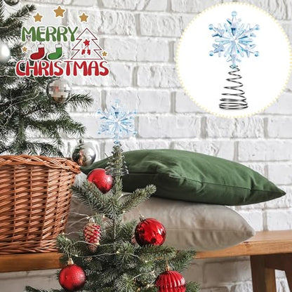 Iridescent Mini Snowflake Tree Topper for Christmas Decorations - Blue Gemstone