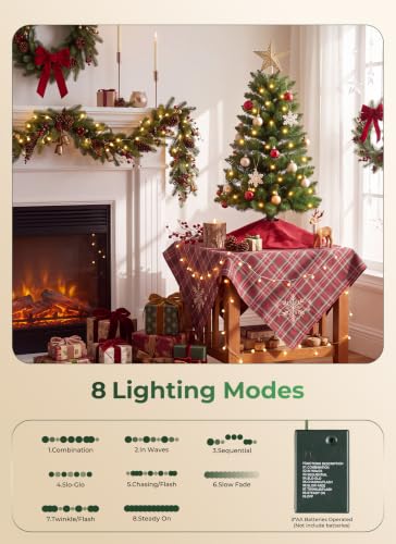 3FT Artificial Small Christmas Tree - Prelit Mini Tabletop Tree, Green, 3ft - Brightown