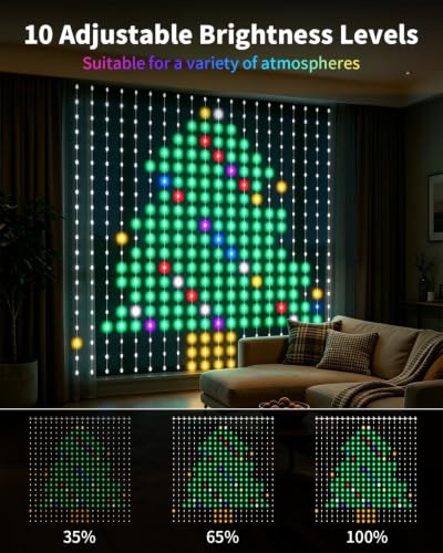 Smart Curtain Lights 400 LEDs, Multicolorful 6.5x6.5ft DIY String Light with App & Remote
