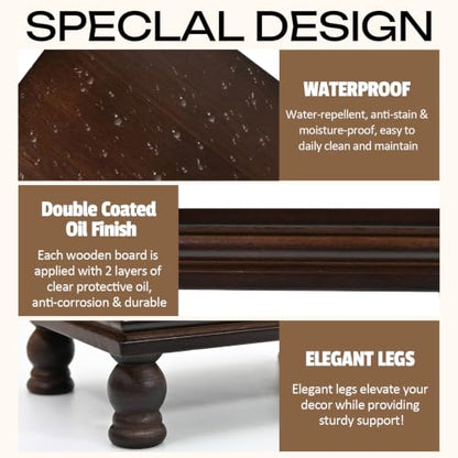 Dark Acacia Wood Display Riser Pedestal Stand with Beaded Edge - Hayunfiys