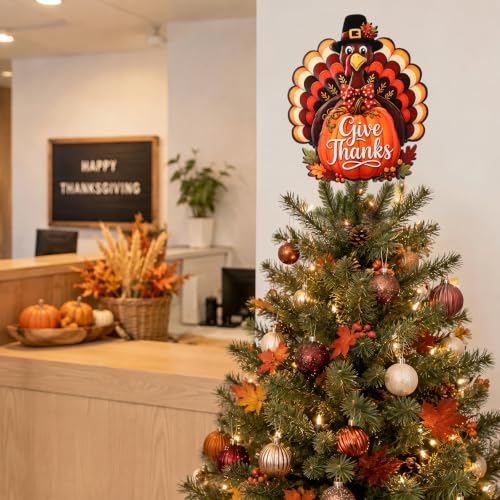 Thanksgiving Turkey Tree Topper with Spring Base - Metal, 11.8 Inches