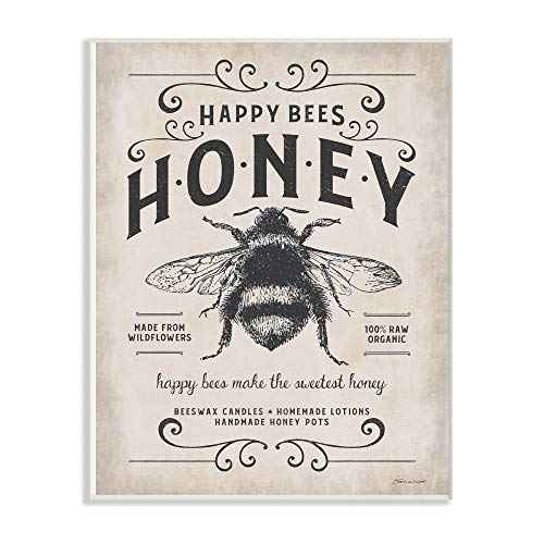 Stupell Industries Honey Bee Rustic Farm Textured Word Design