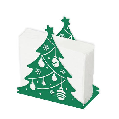 Christmas Tree Napkin Holder - Green Iron Tabletop Dispenser with Lights (Variation: Christmas Tree)