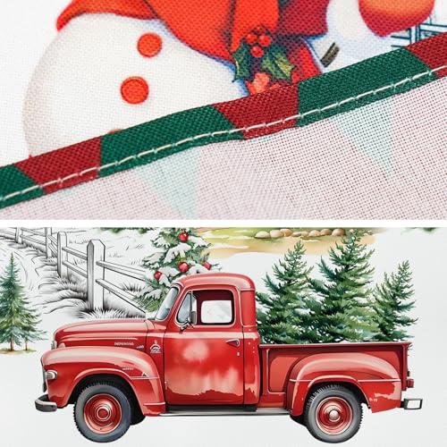 Christmas Kitchen Window Curtain 18x54 Inch Red Xmas Valance with Rod Pocket - Holiday Decor