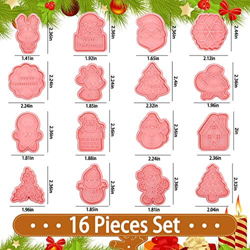 Christmas Cookie Cutters Set - 16 Plastic Baking Shapes for Holiday Cookies